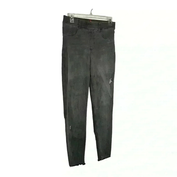 SPANX high waist pull on distressed black skinny denim jeans-sizeMedium - Picture 2 of 6